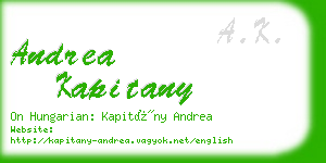 andrea kapitany business card